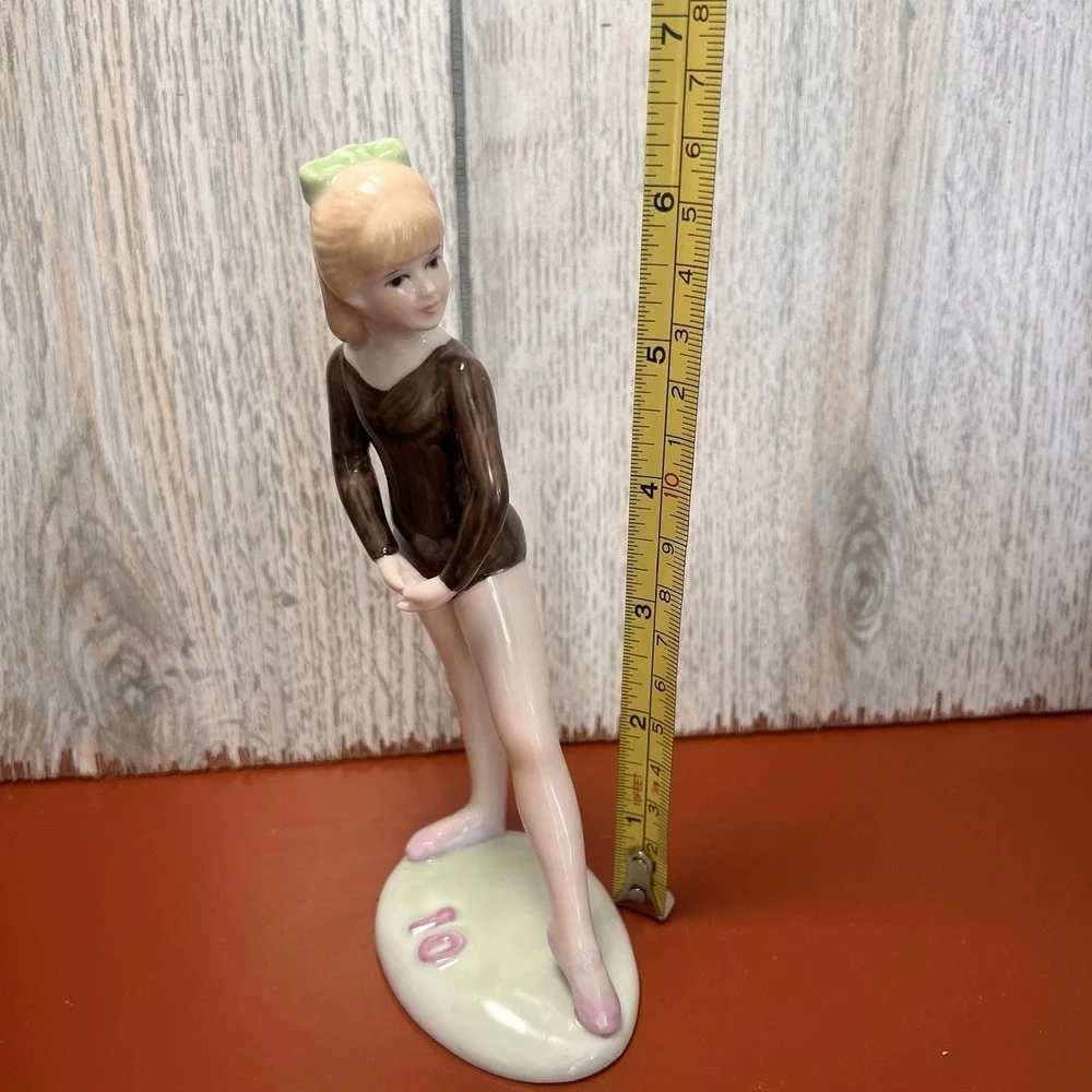 Heartline 10th Birthday Ballerina Gymnast Porcelain Figurine Cake Topper Vintage